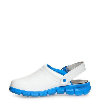 ABEBA-Footwear, Damen- und Herren-Arbeits-Berufs-Sicherheits-Slipper, Dynmic 7312 weiß/blau