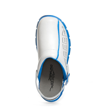 ABEBA-Footwear, Damen- und Herren-Arbeits-Berufs-Sicherheits-Slipper, Dynmic 7312 weiß/blau