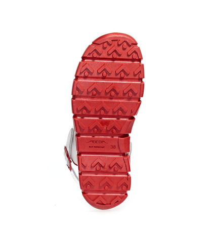 ABEBA-Footwear, Damen- und Herren-Arbeits-Berufs-Sicherheits-Slipper, Dynmic 7313 weiß/rot