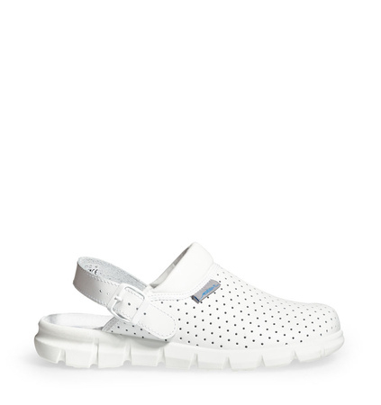ABEBA-Footwear, Dynamic-OB-Damen- und Herren-Arbeits-Berufs-Sicherheits-Slipper, Glattleder perforiert, weiß