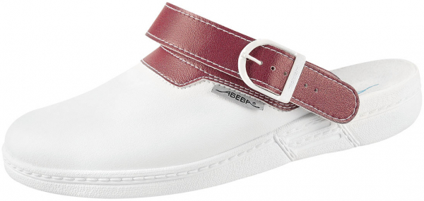 ABEBA-Footwear, The Original-OB-Damen- und Herren-Arbeits-Berufs-Clogs, weiß/beere