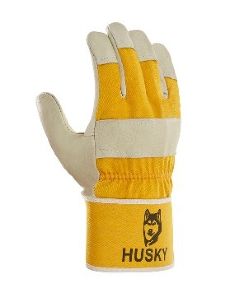 BIG-Schweinsvollleder-Arbeitshandschuhe, Husky, gelb, gelber Drell