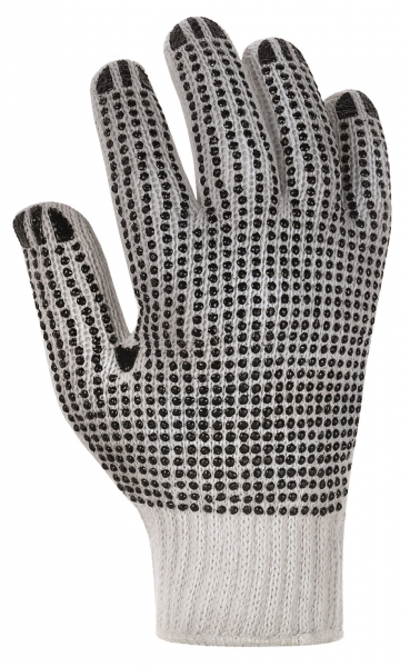 BIG-TEXXOR-Polyester-Grobstrick-Arbeitshandschuhe, weiß, schwarze Noppen