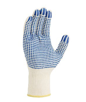 BIG-TEXXOR-Baumwoll-/Nylon-Mittelstrick-Arbeitshandschuhe, beige, blaue Noppen