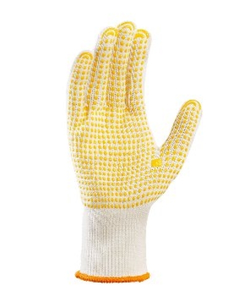 BIG-TEXXOR-Baumwoll-/Nylon-Mittelstrick-Arbeitshandschuhe, beige, gelbe Noppen