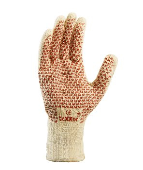 BIG-TEXXOR-Baumwoll-Strick-Arbeitshandschuhe, beige, rote Noppen