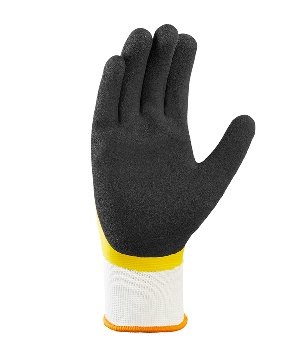 BIG-TEXXOR-Polyester-Strickhandschuhe, Latex, weiß/gelb/schwarz