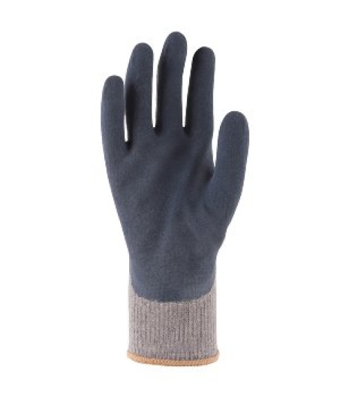 BIG-TOWA-Baumwoll-/Polyester-Strickhandschuhe, PowerGrab Plus, grau/blau