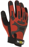 BIG-TEXXOR-Workwear, Kunstleder-Mechaniker-Arbeits-Handschuhe BUCKLEY, topline, rot/schwarz