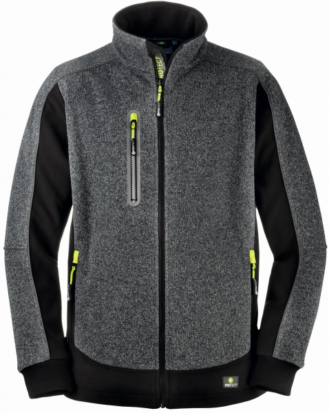 BIG-4-Protect-Wetterschutz Fleecejacke, MAINE, 400 g/m², schwarz/weiß melange