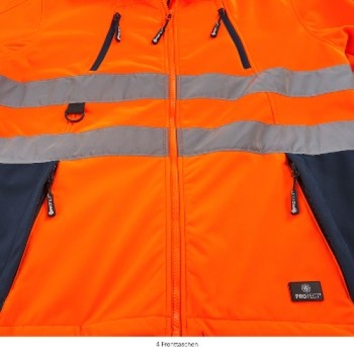 BIG-4-Protect-Warn-Wetterschutz-Softshell-Jacke, Pittsburgh, leuchtorange/navy