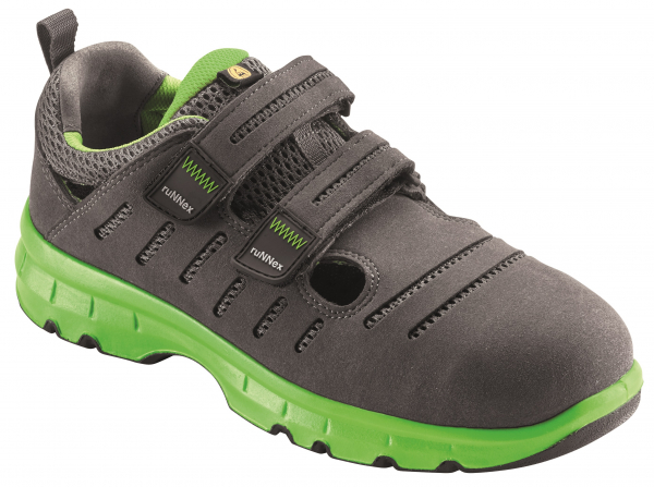 BIG-ruNNex-S1P-Sicherheitsklettsandalen, FlexStar, grau/grün