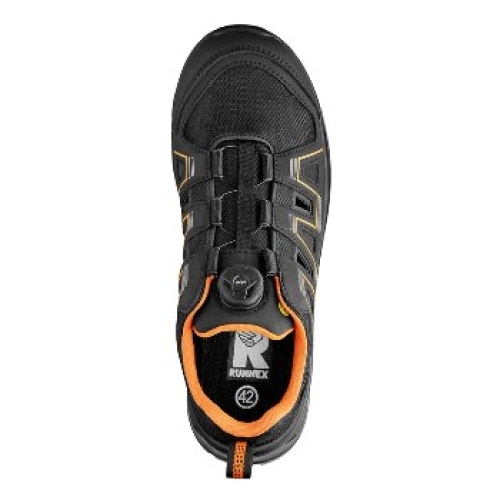 BIG-ruNNex-S1PS-ESD-Sicherheitssandalen atop ActionStar, schwarz/orange