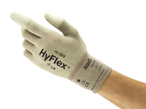 ANSELL-Arbeitshandschuhe, ESD, HYFLEX, 11-135,Länge: 260 mm, weiß auf braun/weiß