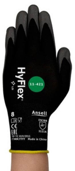 ANSELL-Arbeitshandschuhe, HYFLEX, 11-421, grau/schwarz