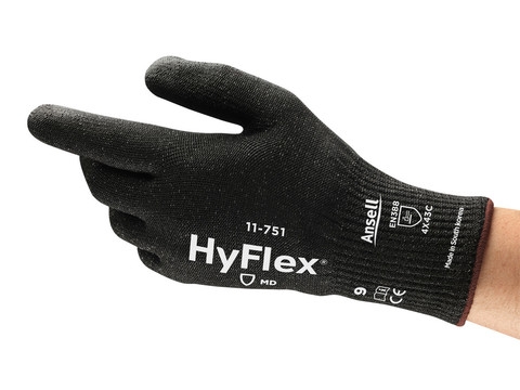 ANSELL-Arbeitshandschuhe, HYFLEX, 11-751, schwarz