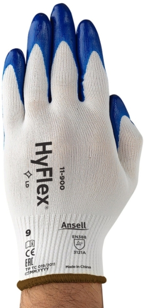 ANSELL-HArbeitshandschuhe, YFLEX, 11-900, weiss/blau