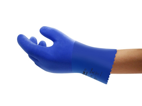 ANSELL-EGDE 14-662, Chemikalienschutz-Handschuhe, Arbeitshandschuhe, mit PVC-Beschichtung, blau