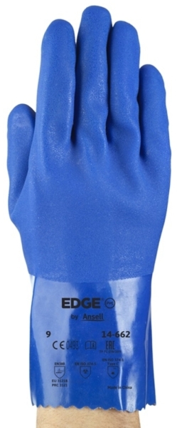 ANSELL-EGDE 14-662, Chemikalienschutz-Handschuhe, Arbeitshandschuhe, mit PVC-Beschichtung, blau