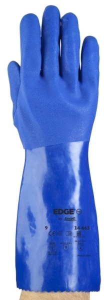 ANSELL-EGDE 14-662, Chemikalienschutz-Handschuhe, Arbeitshandschuhe, mit PVC-Beschichtung, blau