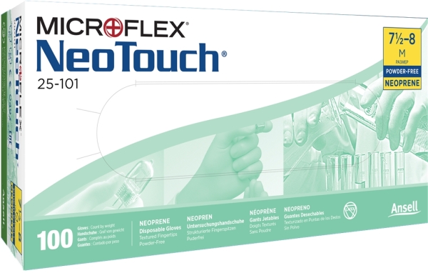 ANSELL-EW-NEOPREN-HANDSCHUHE, NEO TOUCH, 25-101, Pkg. à 100 Stück, VE: 10 Pkg. hellgrün