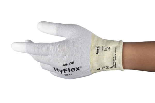 ANSELL-SPEZIALSCHUTZHANDSCHUHE, Arbeitshandschuhe, HYFLEX, 48-135, weiss/grau