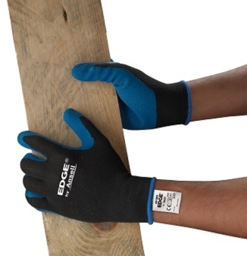 ANSELL-EDGE, 48-305, LATEX-ARBEITSSCHUTZHANDSCHUHE, schwarz/blau