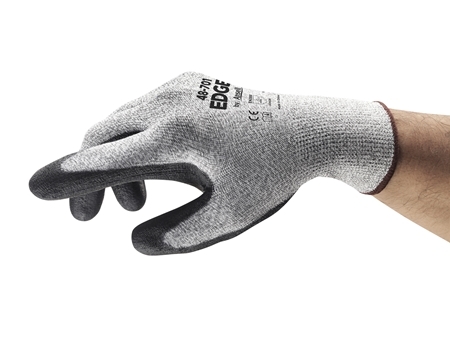 ANSELL-PU-BESCHICHTETE-STRICKHANDSCHUHE, EArbeitshandschuhe, DGE 48-701, grau/schwarz