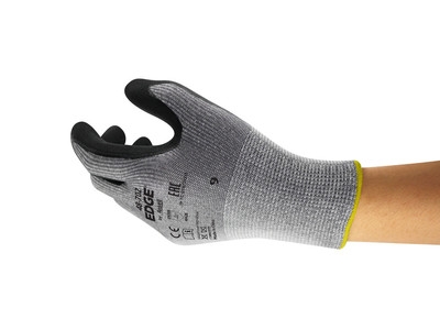 ANSELL-STRICKHANDSCHUHE, mit Nitrilbeschichtung,Arbeitshandschuhe, EDGE 48-702, grau/schwarz