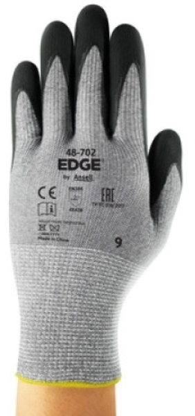 ANSELL-STRICKHANDSCHUHE, mit Nitrilbeschichtung,Arbeitshandschuhe, EDGE 48-702, grau/schwarz