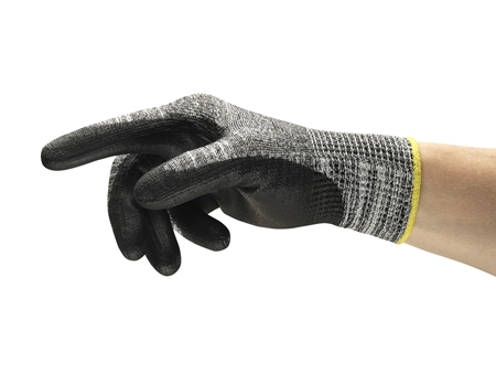 ANSELL-STRICKHANDSCHUHE, mit PU-Beschichtung, EArbeitshandschuhe, DGE 48-705, grau/schwarz