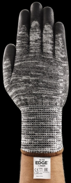 ANSELL-STRICKHANDSCHUHE, mit PU-Beschichtung, EArbeitshandschuhe, DGE 48-705, grau/schwarz