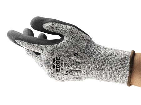 ANSELL-STRICKHANDSCHUHE, mit Nitrilschaumbeschichtung, Arbeitshandschuhe, EDGE 48-706, grau/schwarz
