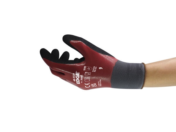 ANSELL-NITRILHANDSCHUHE, Vollbeschichtung,Arbeitshandschuhe, EDGE 48-919, schwarz/rot