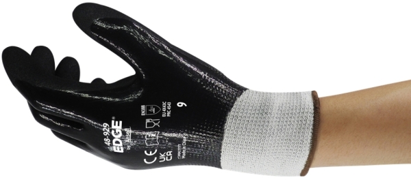 ANSELL-STRICKHANDSCHUHE, mit Nitril-Vollbeschichtung, Arbeitshandschuhe, EGDE 48-929, schwarz