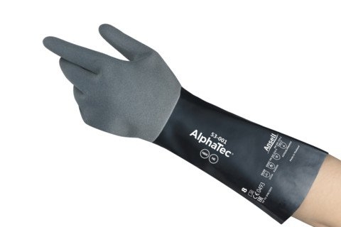ANSELL-ALPHATEC, 53-001, Chemikalienschutz-Handschuhe, Arbeitshandschuhe, grau/schwarz