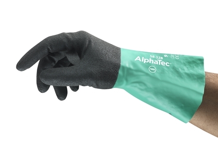 ANSELL-ALPHATEC, 58-128, Chemikalienschutz-Handschuhe, Arbeitshandschuhe, anthrazit/grün