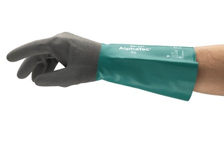 ANSELL-CHEMIKALIENSCHUTZ-HANDSCHUHE, Arbeitshandschuhe, ALPHATEC, 58-435, grün/grau
