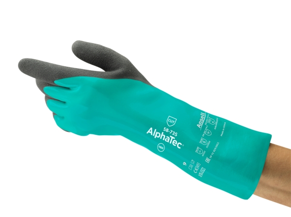 ANSELL-ALPHATEC, 58-735, Chemikalienschutz-Handschuhe, Arbeitshandschuhe, grün/schwarz