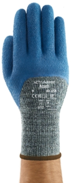 ANSELL-KEVLAR-Strick-Handschuhe, Arbeitshandschuhe, POWER FLEX, 80-658, blau/grün