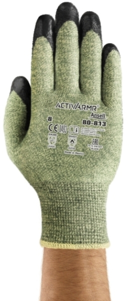 ANSELL-KEVLAR-Strick-Handschuhe, Arbeitshandschuhe, POWER FLEX, 80-813, schwarz/grün/gelb