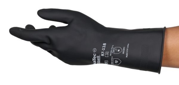 ANSELL-ALPHATEc, 87-118, NATURKAUTSCHUKLATEXHANDSCHUHE, schwarz