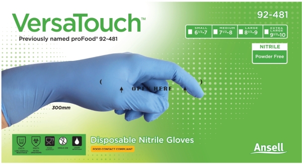 ANSELL-EINWEG-NITRIL-HANDSCHUHE, VERSATOUCH, ungepudert, 92-481, Pkg. á 100 Stück, hellblau