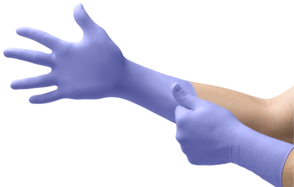ANSELL-EINWEG-NITRIL-HANDSCHUHE, MICROFLEX, 93-853, Pkg. á 50 Stück, VE: 10 Pkg. blau