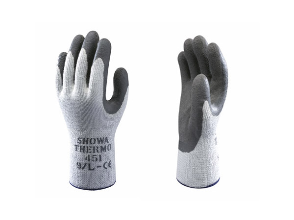 F-SHOWA-BEST, Mittelstrick, Latex beschichtet, Arbeitshandschuhe, *SHOWA 451*, Pkg.a`12, grau
