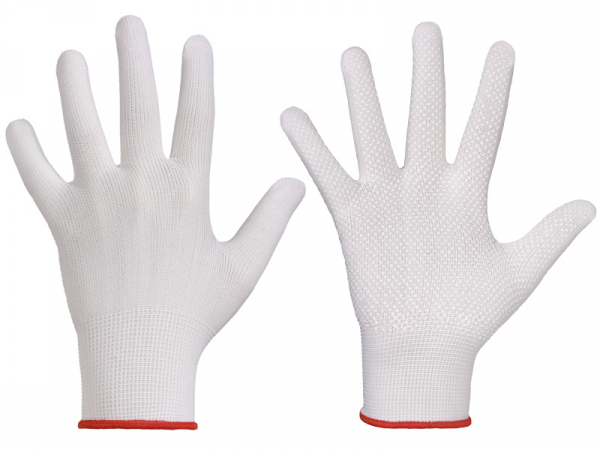 F-STRONGHAND, PU, Nylon, mit Noppen, Arbeitshandschuhe, *WEIFANG*, Pkg.a`12, weiß