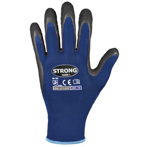 F-STRONGHAND, Latex, Arbeitshandschuhe, *LAFOGRIP*, Pkg.a`12, blau/schwarz