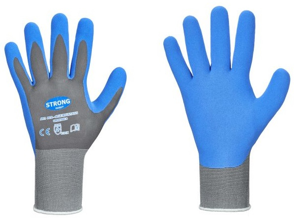 F-STRONGHAND, Nylon, Nitrilbeschichtung, Arbeitshandschuhe,*BLUE MOUNTAINS*, Pkg.a`12, grau/blau