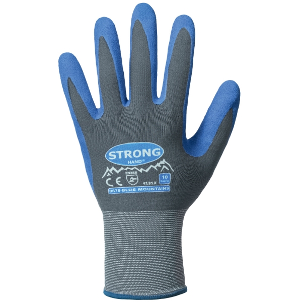 F-STRONGHAND, Nylon, Nitrilbeschichtung, Arbeitshandschuhe,*BLUE MOUNTAINS*, Pkg.a`12, grau/blau