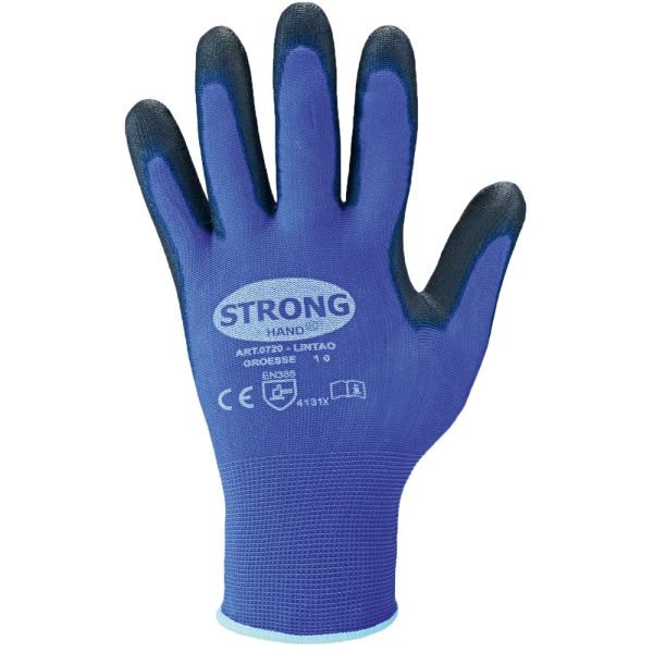 F-STRONGHAND, Nylon, PU beschichtet, Arbeitshandschuhe, *LINTAO*, Pkg.a`12, blau/schwarz